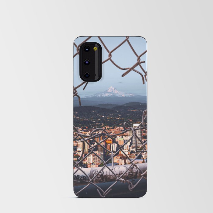 Portland Oregon and Mount Hood Through the Fence Android Card Case