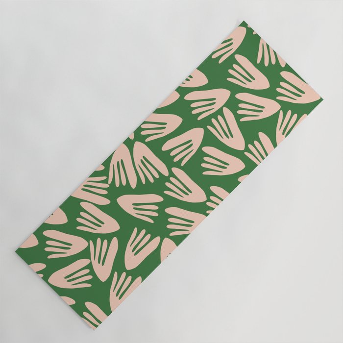 Papier Découpé Modern Abstract Cutout Pattern in Pale Blush Pink and Green Yoga Mat