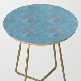 Blue Floral Leaves Batik Pattern Side Table