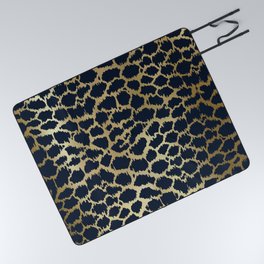 Exotic Cheetah Prints in Navy and Gold Picnic Blanket