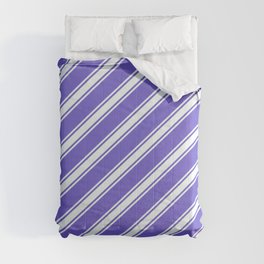 [ Thumbnail: Slate Blue & Mint Cream Colored Pattern of Stripes Comforter ]