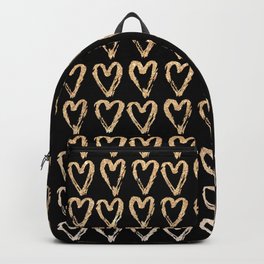 Elegant black faux gold glitter romantic hearts pattern Backpack