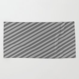 [ Thumbnail: Dark Grey and Dim Gray Colored Lined Pattern Beach Towel ]