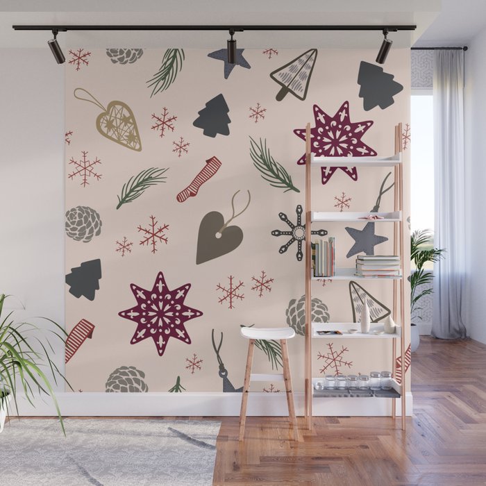 Nordic Christmas Theme Wall Mural