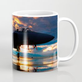 Fighter Jet Airplane at Sunset Military Gifts Coffee Mug