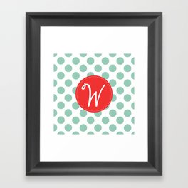 Monogram Initial W Polka Dot Framed Art Print