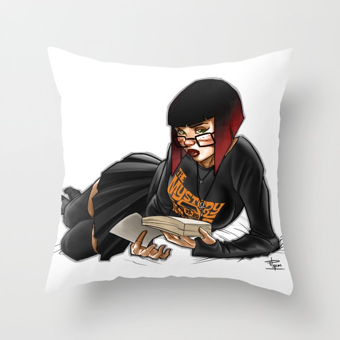 Goth Velma Reading Throw Pillow by Nathaniel Pilgrim
