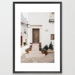 wooden door in Locorotondo | Stairway | Italy | Travel photography pastel Art Print Framed Art Print