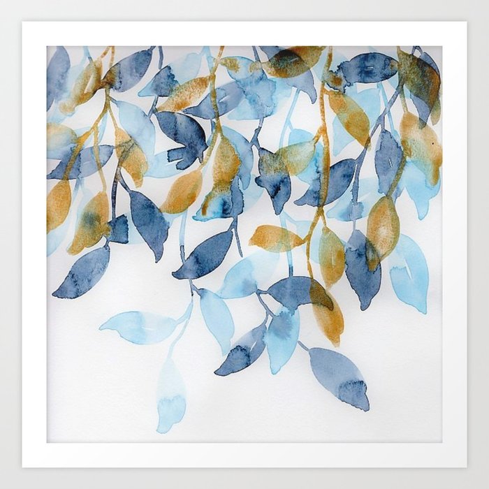 Blue Gold Leaf Artwork