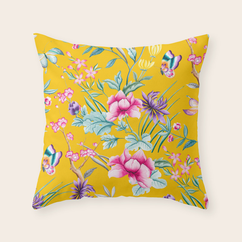 Yellow floral pillow clearance