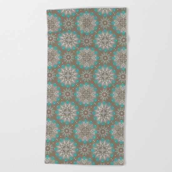 Brown turquoise bling . Beach Towel