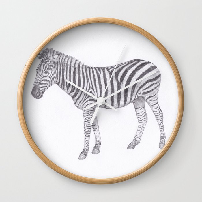 Zebra Pencil Drawing Wall Clock By Moii Arts Society6