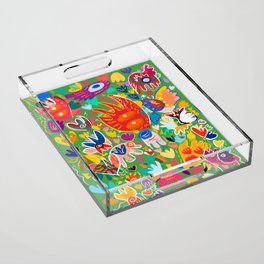 Welcome May Abstract Graffiti Nature and Flowers Pattern Acrylic Tray