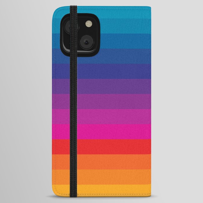  Classic 70s Vintage Style Retro Stripes - Funky Rainbow iPhone Wallet Case