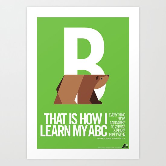 Animal Alphabet B Art Print