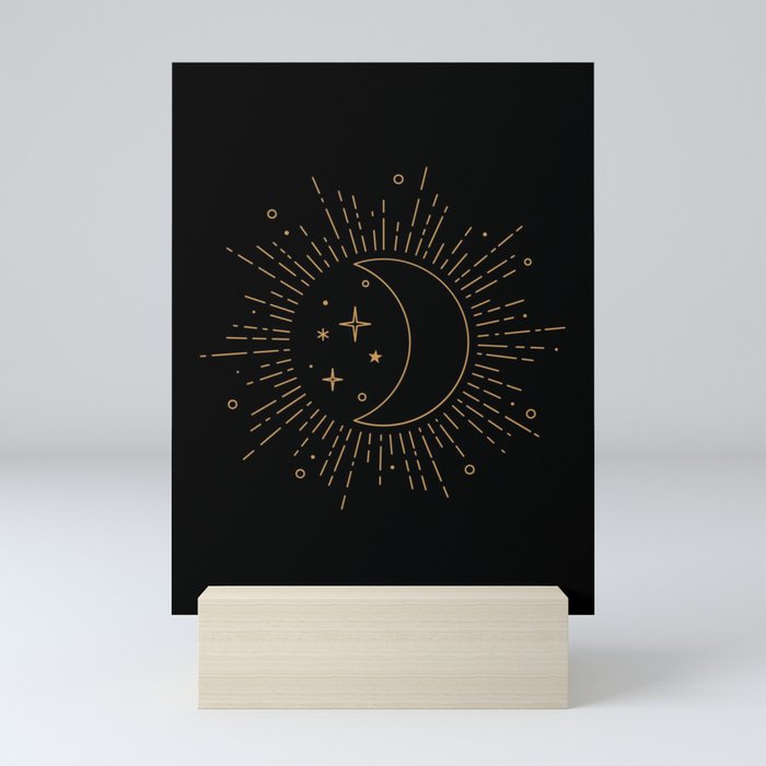 Celestial Sun, Moon & Stars Mini Art Print