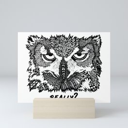 Disinterested Owl | Animal Zentangle Design | Hand-Drawn Owl Doodle | Unique Art Mini Art Print