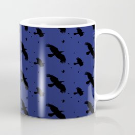 Crows or Ravens In Flight Minimalist Silhouette Coffee Mug | Nature, Wildlife, Bird, Crow, Halloween, Birder, Birdlovers, Gothic, Birds, Graphicdesign 