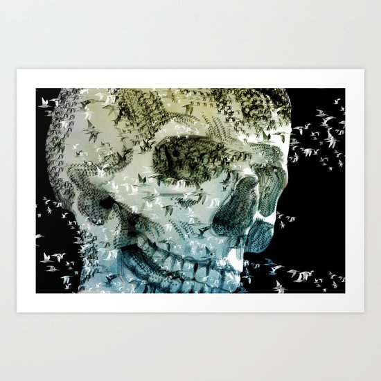 skull birds 02 Art Print