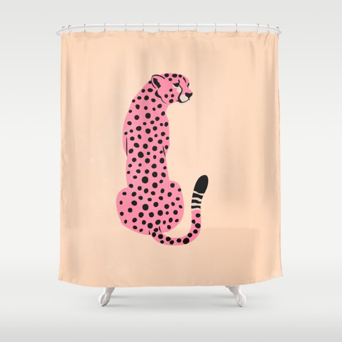 The Stare: Peach Cheetah Edition Shower Curtain