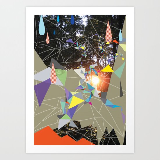 sun shining through forrest Art Print