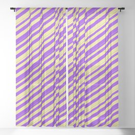 [ Thumbnail: Tan & Purple Colored Pattern of Stripes Sheer Curtain ]