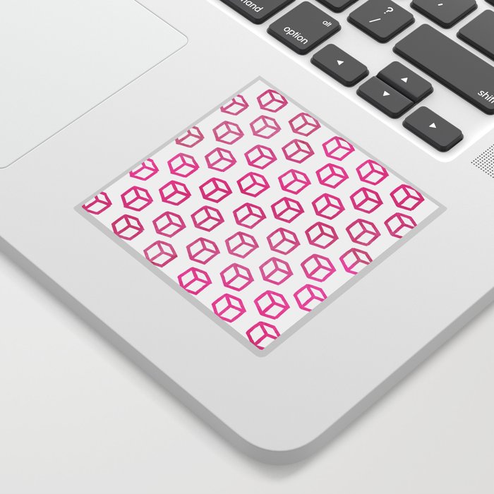 Abstract Hand Painted Magenta Pink Geometric Cubes Sticker