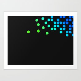 blue green black dots circles Art Print