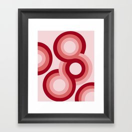 Pink and red retro circles Framed Art Print