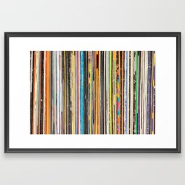 Vintage Used Vinyl Rock Record Collection Abstract Stripes Framed Art Print