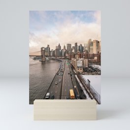 Manhattan Views and the Brooklyn Bridge | New York City Skyline | Travel Photography Mini Art Print