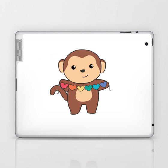 Rainbow Flag Gay Pride Lgbtq Hearts Monkey Laptop & iPad Skin