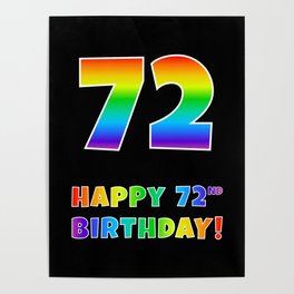 [ Thumbnail: HAPPY 72ND BIRTHDAY - Multicolored Rainbow Spectrum Gradient Poster ]