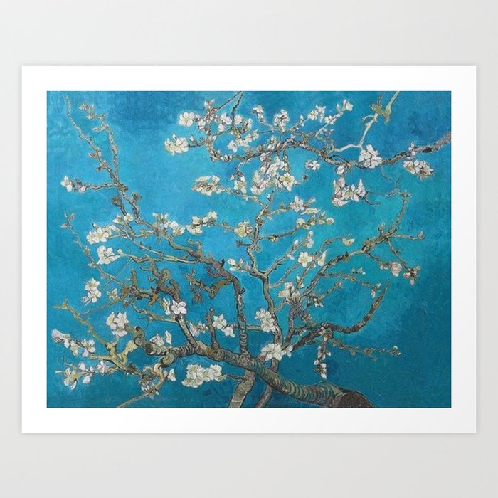 Vincent van Gogh Blossoming Almond Tree (Almond Blossoms) Medium Blue Art Print