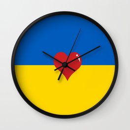 Love for Ukraine Wall Clock | Pop Art, Flag, Graphicdesign, Ukraine, Digital, Love, Acrylic 
