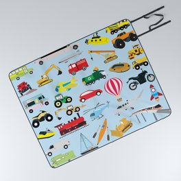 Colorful Transportation & Vehicles Kids Pattern Picnic Blanket
