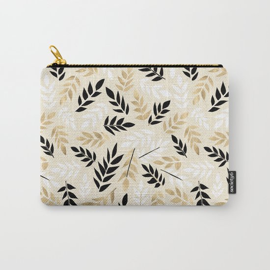 Black, White & Gold Fronds Carry-All Pouch
