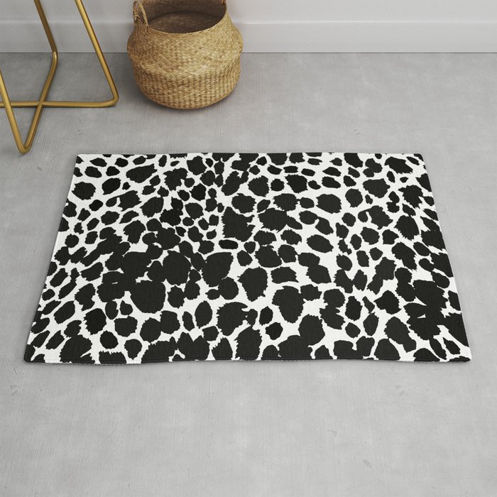 Black and White Leopard Print Accent Rug