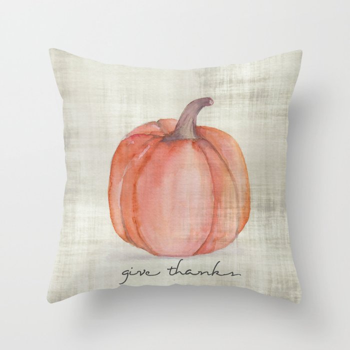 give thanks {watercolor} Throw Pillow