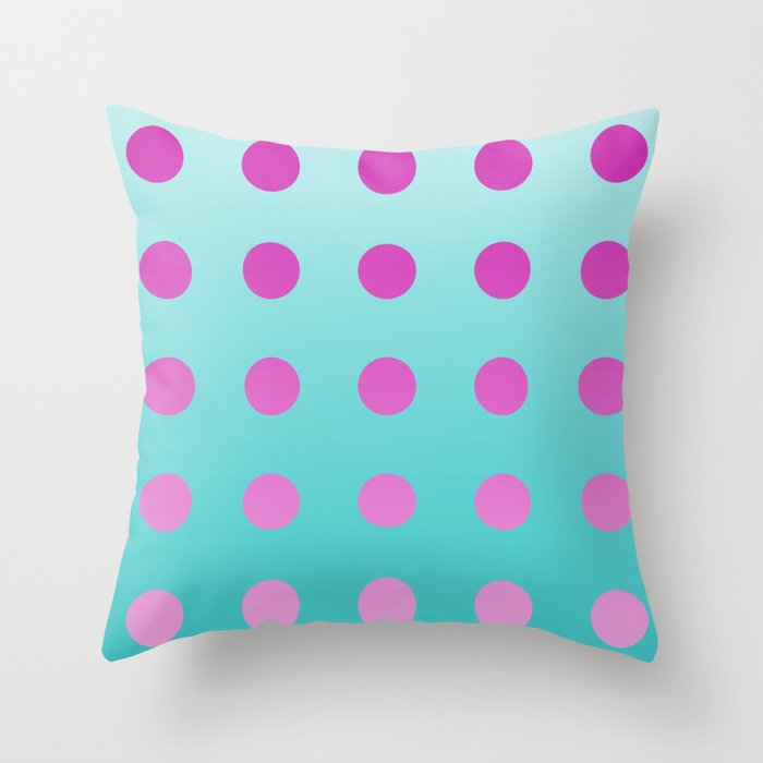 pink and aqua dots gradation 2 Throw Pillow