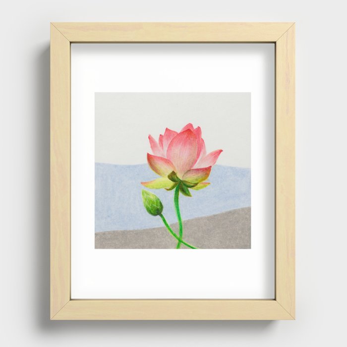 Blooming peach lotus 1 Recessed Framed Print