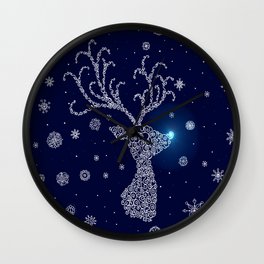 Winter Snowy Glowing Reindeer Head Wall Clock