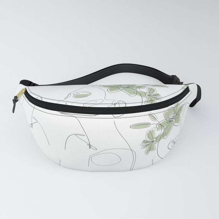 Matcha Lily Lady / white and green girl face illustration Fanny Pack