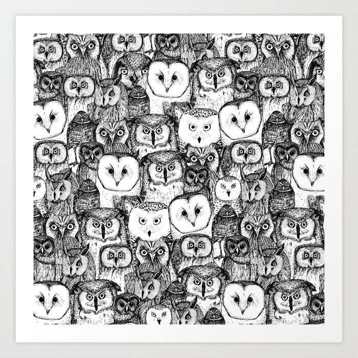just owls black white Kunstdrucke just owls black white Kunstdrucke