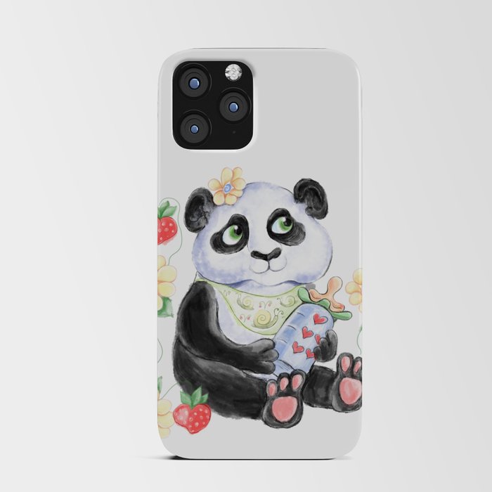 Baby Panda with strawberryes, Girl Baby shower  iPhone Card Case