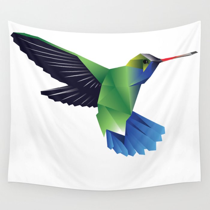 Multi-Color Abstract Hummingbird Wall Tapestry