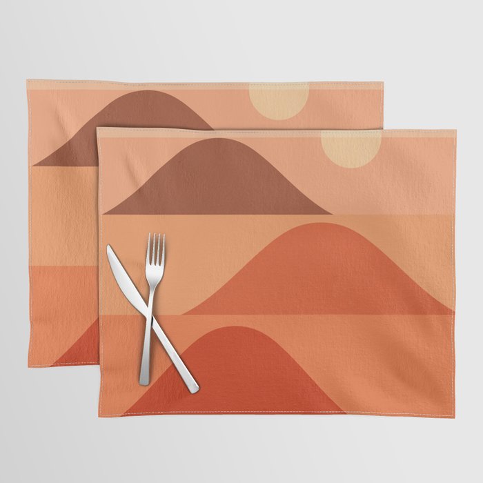 Abstraction_RED_SUNRISE_SUNSET_MOUNTAINS_HORIZON_POP_ART_0616AA Placemat