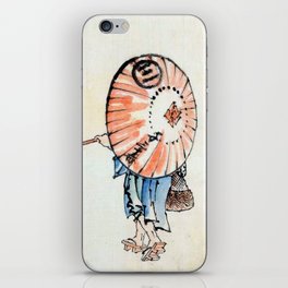 Man Walking in Geta with Parasol and Bag by Hokusai iPhone Skin