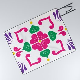 Pink 1, Framed Talavera Flower Picnic Blanket