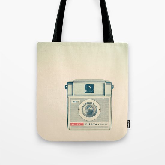 Fiesta - Beige Brownie Retro Vintage Camera Tote Bag
